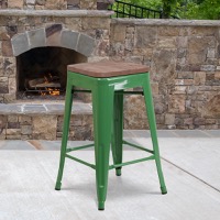 Metal/Wood Colorful Restaurant Counter Stools