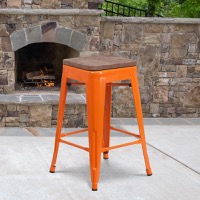 Metal/Wood Colorful Restaurant Counter Stools