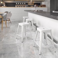 Lily - Industrial Backless Counter Height Stool - White