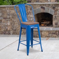 Metal/Wood Colorful Restaurant Counter Stools