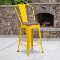 Metal/Wood Colorful Restaurant Counter Stools