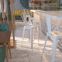 Lily - Bistro Bar Stool & Ergonomic Slat Back - White