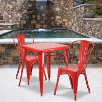 Owen - Modern Dining Table and Chair Set - Red