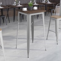 Prince - Metal Cafe Bar Table - Silver