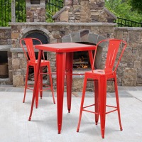 Gable - Modern Bar Height Table and Chair Set - Red
