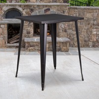 Nolan - Metal Cafe Bar Table - Black-Antique Gold