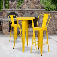 Nichols - Bar Height Table and Stool Set - Yellow