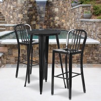 Earl - Bar Height Table and Stool Set - Black