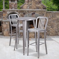 Earl - Bar Height Table and Stool Set - Silver