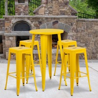 Ormsby - Bar Height Table and Stool Set - Yellow