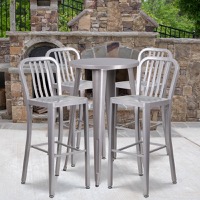 Richard - Bar Height Table and Stool Set - Silver