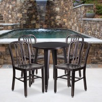 Thomas - Table and Chair Set - Black-Antique Gold