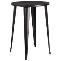 Philip - Metal Cafe Bar Table - Black-Antique Gold