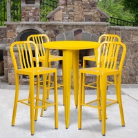 Tristan - Bar Height Table and Stool Set - Yellow