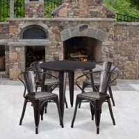Cory - Table and Chair Set - Black-Antique Gold
