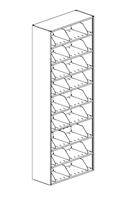 Four-Post Shelving - 9-Tier, Dual Sided Closed Adder; 42W x 24D x 97H w/ 3 Dividers Per Shelf