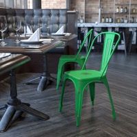 Tenley - Stackable Metal Bistro Style Chair - Green