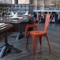 Tenley - Stackable Metal Bistro Style Chair - Kelly Red