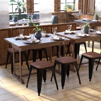 Kai - Set of 4 Space Saving 18 Inch Indoor Dining Stool - Black