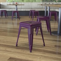 Kai - Set of 4 Space Saving 18 Inch Indoor Dining Stool - Purple