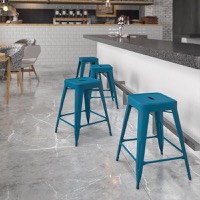 Kai - Industrial Dining Counter Stool - Antique Blue