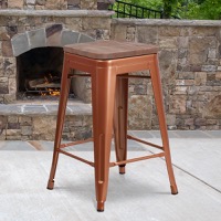 Sinclair - Stackable Industrial Style Modern Stool - Copper