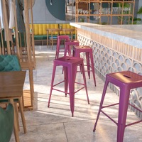 Kai - Industrial Backless Bar Height Stool - Purple