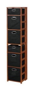 Flip Flop 67" Square Folding Bookcase with Folding Fabric Bins - Cherry/Black