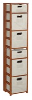 Flip Flop 67" Square Folding Bookcase with Folding Fabric Bins - Cherry/Natural
