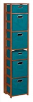 Flip Flop 67" Square Folding Bookcase with Folding Fabric Bins - Cherry/Teal