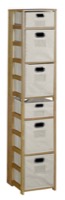 Flip Flop 67" Square Folding Bookcase with Folding Fabric Bins - Medium Oak/Natural