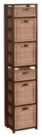 Flip Flop 67" Square Folding Bookcase with Wicker Storage Baskets - Mocha Walnut/Natural