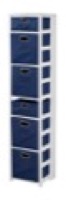 Flip Flop 67" Square Folding Bookcase with Folding Fabric Bins - White/Blue