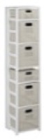 Flip Flop 67" Square Folding Bookcase with Folding Fabric Bins - White/Natural