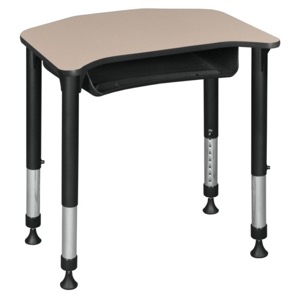 Ferris 26" x 24" Height Adjustable Student Desk with Book Storage - Beige