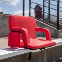 Malta - Extra Wide Padded Stadium Bleacher Chairs & Adjustable Backpack Straps - Red