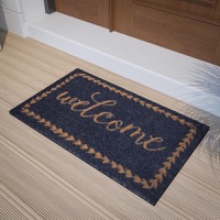 Harbold - Contemporary 18" x 30" Welcome Coir Entryway Doormat - Navy