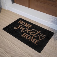 Harbold - Contemporary 18" x 30" Home Sweet Home Coir Entryway Doormat - Black