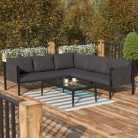 Lea - Modern Indoor/Outdoor Patio Sectional & Cushions - Charcoal