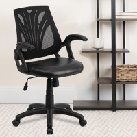 Sam - Contemporary Task Office Chair - Black Mesh & LeatherSoft