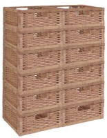 Niche Cubo Set of 12 Half-Size Foldable Wicker Storage Basket - Natural