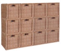 Niche Cubo Set of 12 Full-Size Foldable Wicker Storage Basket - Natural