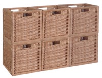 Niche Cubo Set of 6 Full-Size Foldable Wicker Storage Basket - Natural