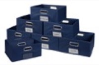 Niche Cubo Set of 12 Half-Size Foldable Fabric Storage Bins - Blue