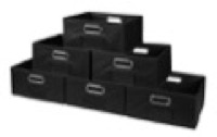 Niche Cubo Set of 6 Half-Size Foldable Fabric Storage Bins - Black