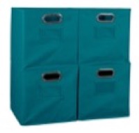 Niche Cubo Set of 4 Foldable Fabric Storage Bins - Teal