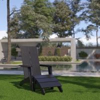 Sawyer - Modern Indoor/Outdoor Adirondack Chair and Matching Footrest - Black