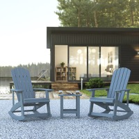 Savannah - Set of 2 Poly Resin Adirondack Rocking Chairs & Matching Side Table - Sea Foam