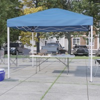 Harris - All Occasion Blue Bi-Fold Folding Table and Pop Up Canopy Tent Bundled Set - Blue