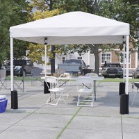 Harris - All Occasion White Bi-Fold Folding Table, Pop Up Canopy Tent & 4 Folding Chairs Bundled Set - White